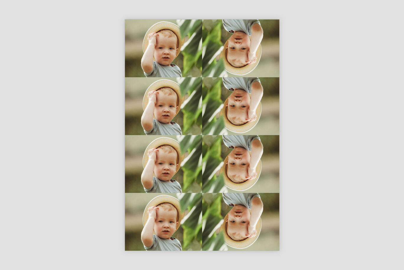 Lot de photos format mini représentant un jeune enfant tenant son chapeau